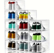 Clear Magnetic Stackable Shoe Storage Boxes Plastic Sneaker Display Case