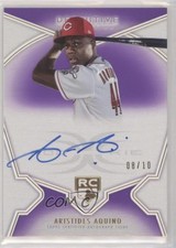 2020 Topps Definitive Collection Rookie Purple 8/10 Aristides Aquino Auto 0a4s