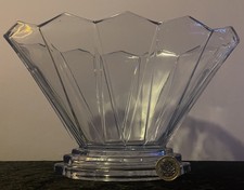 Bagley Wyndham 1930s Art Deco Blue Glass Stepped Vase