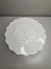 Vintage Fenton White Milk Glass Spanish Lace Pedestal Cake Stand