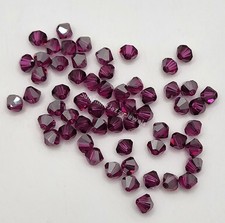 Swarovski Crystal Fuchsia Satin Bicone Beads; 4mm 24pc or 6mm 12pc 