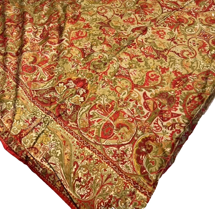 Ralph Lauren Randolph Queen Flat Sheet Vtg Red Paisley Floral Retired Pattern - Image 2 of 4