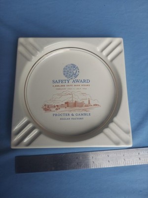 Vintage Proctor and Gamble 1954-56 Ashtray Safety Award 7×7 Ceramic