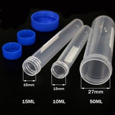 10Pcs Plastic Centrifuge Tubes with Screw Cap – 50 15 10 mL, Transparent