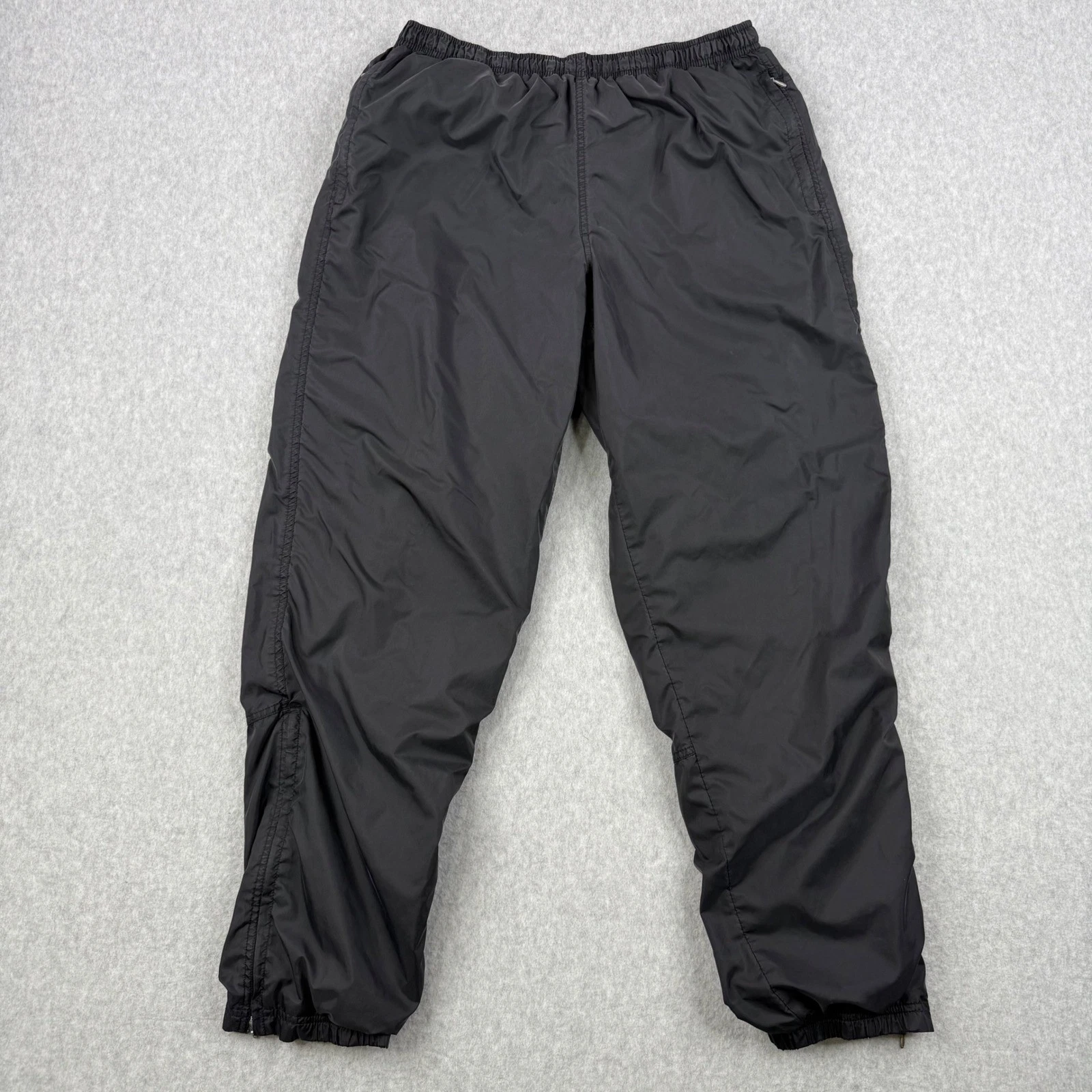 Vintage Nike Track Pants Mens Medium Black Lined Windbreaker Ankle Zip Joggers