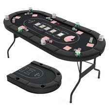 Portable Oval Card Board Game Table Foldable Poker Table for 8 Players