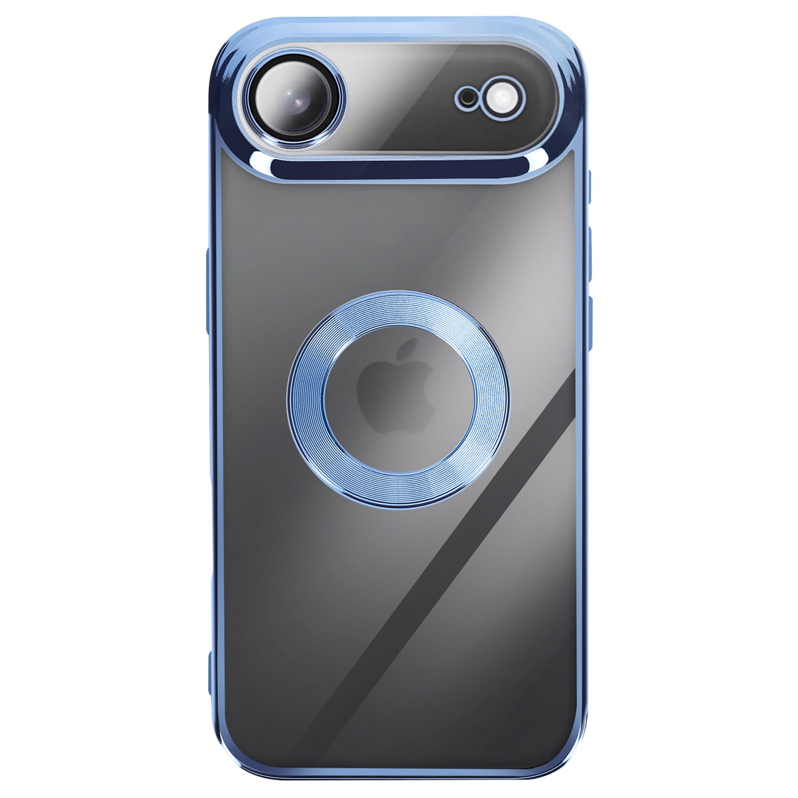Coque iPhone Air silicone souple bleu clair étui de protection chrome
