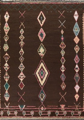 Tribal Moroccan Handmade Area Rug 8x11 Dark Brown Wool Living Room Nomad Carpet