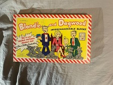 Blondie and Dagwood Interchangeable Vintage Wood Toy Blocks 1951 Vtg
