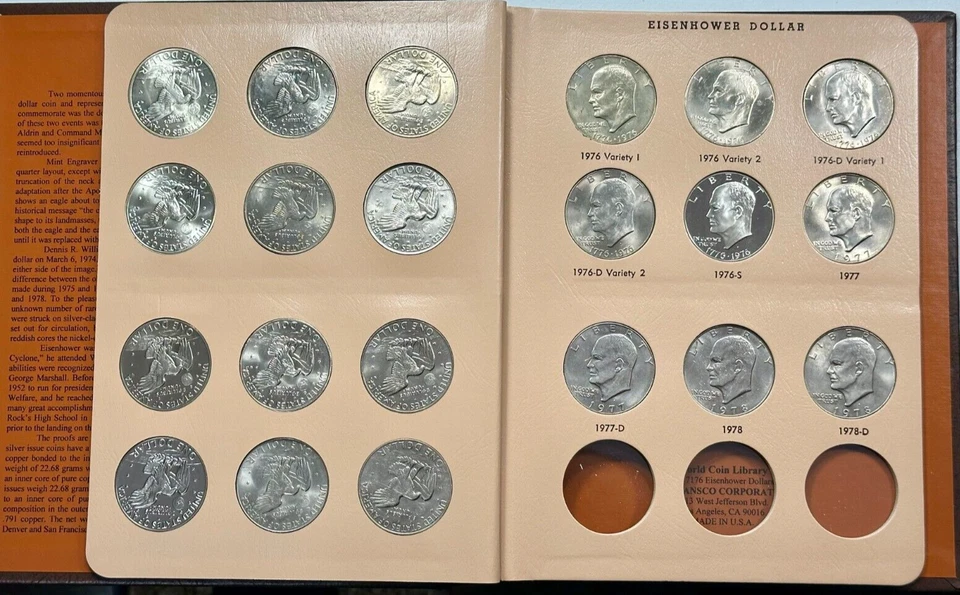 Juego completo de 21 monedas de dólar IKE Eisenhower 1971-1978 PDS con PRUEBA en Dansco Foto 4 de 4