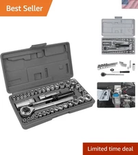 Versatile 40-Pc Socket Set – Includes Ratchet, Extensions, and Spark Plug Socket