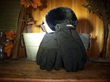 OZARK TRAIL WOMENS BLACK SKI GLOVES SIZE LARGE/XL OUTDOOR FUR CUFF TOUCH SCREEN