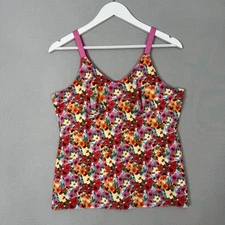 Ruby Ribbon Womens Shapewear 40 Pink Heritage Floral Bloom Cami #1798 Slimming