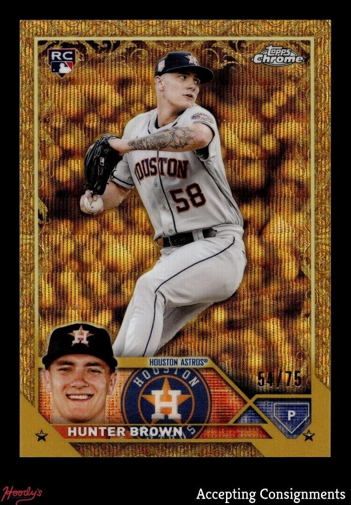 2023 Topps Chrome Gilded Gold Wave Etch #147 Hunter Brown RC Rookie 54/75 ASTROS