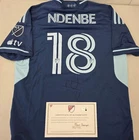 Sporting KC LOGAN NDENBE Signed Match Game Used Soccer Jersey 2024 Season BLUE
