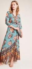 NWT Farm Rio Viera Floral Wrap Maxi Dress V-Neck Tie Waist Size M, Retail $230