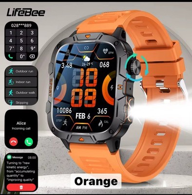 2025 Sport Fashion Flash Light Smart Watch 1.96 Inteligente Fitness Tracker