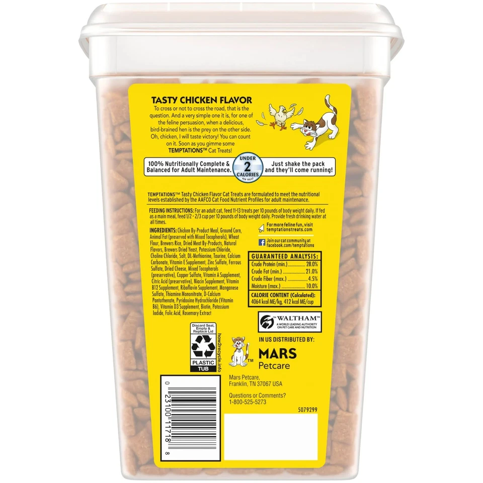 Temptations Tasty Chicken Flavor Crunchy & Soft Cat Treats, 30 Oz Tub Free ship - Image 4 of 4