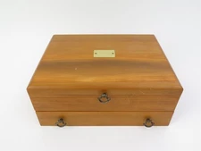 Reed & Barton Flatware Wooden Chest 15" x 11.5" x 6" Honey Color Stain