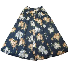 Vtg The Eagles Eye Floral Midi Skirt 10 Button Front A-Line Cottage Grandma Boho