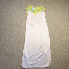 Vintage Triangle Lingerie Slip Dress Medium Pink Feathers Satin Pastel Glam