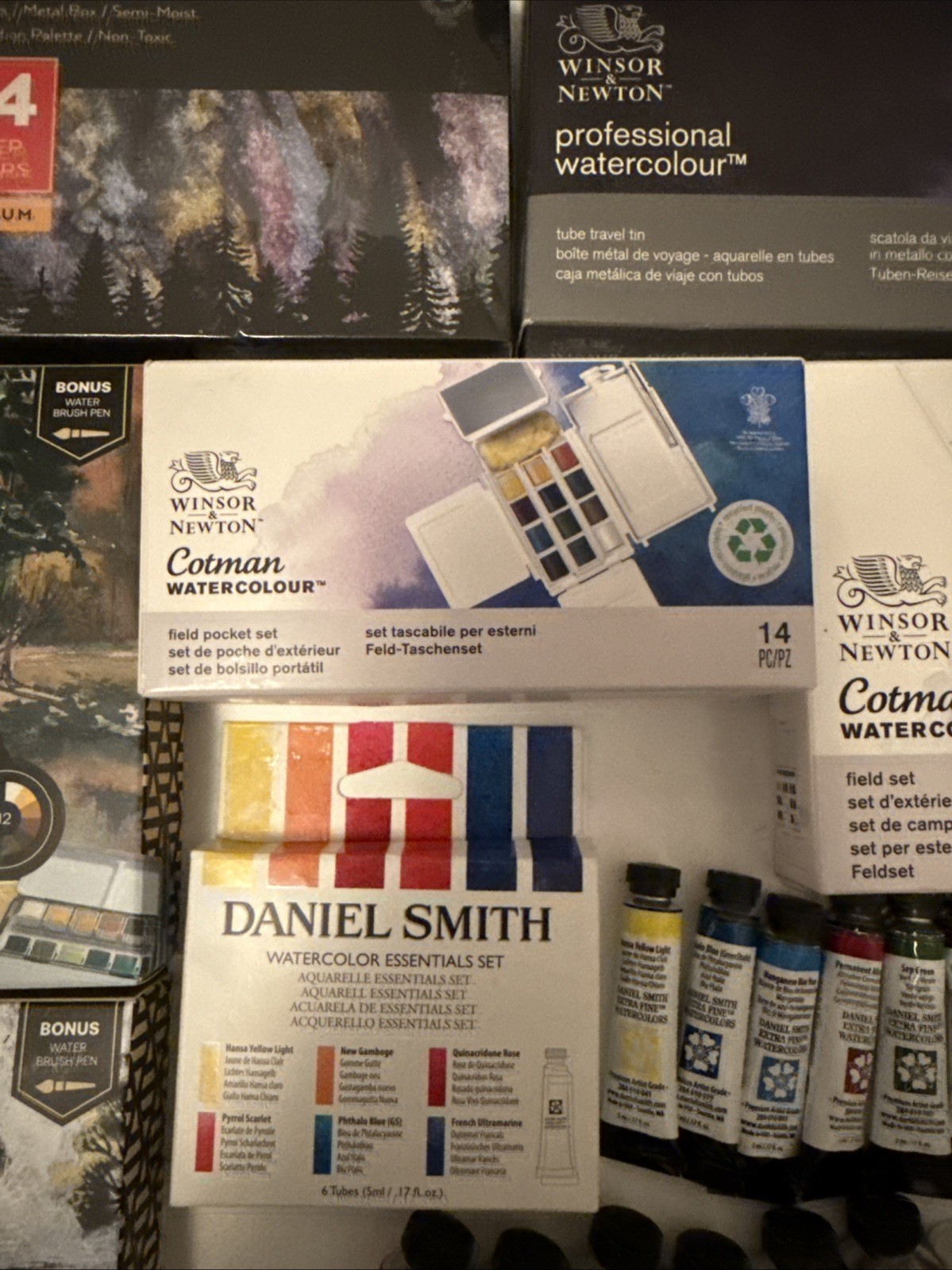 LOT OF 183 Daniel Smith Extra Fine Watercolors & Winsor & Newton Set & Arches