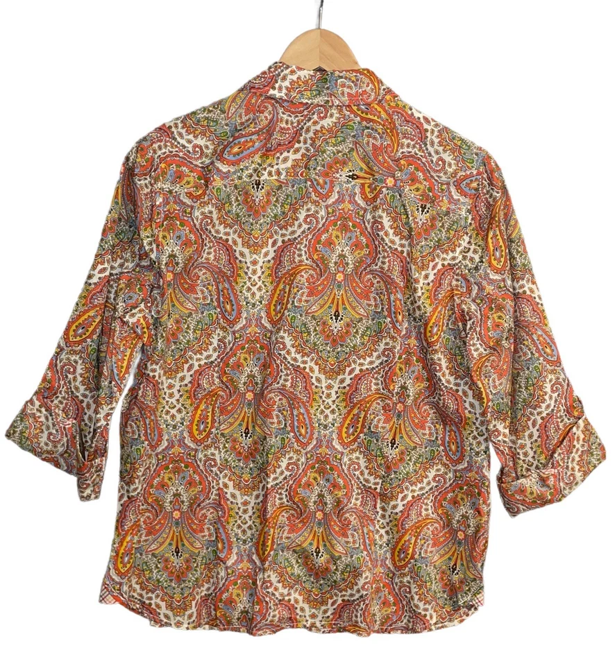 Talbots Mujer Manga 3/4 Paisley Abotonada Talla 16 Foto 2 de 4