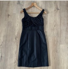 H&M Black Dress Sz 36 Fit 8 Pencil Retro Cocktail Sleeveless Bow Ruched Party
