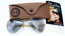 Vintage B L Ray Ban USA Aviator 58-14 Transition Super Changeable Grey Sunglasse