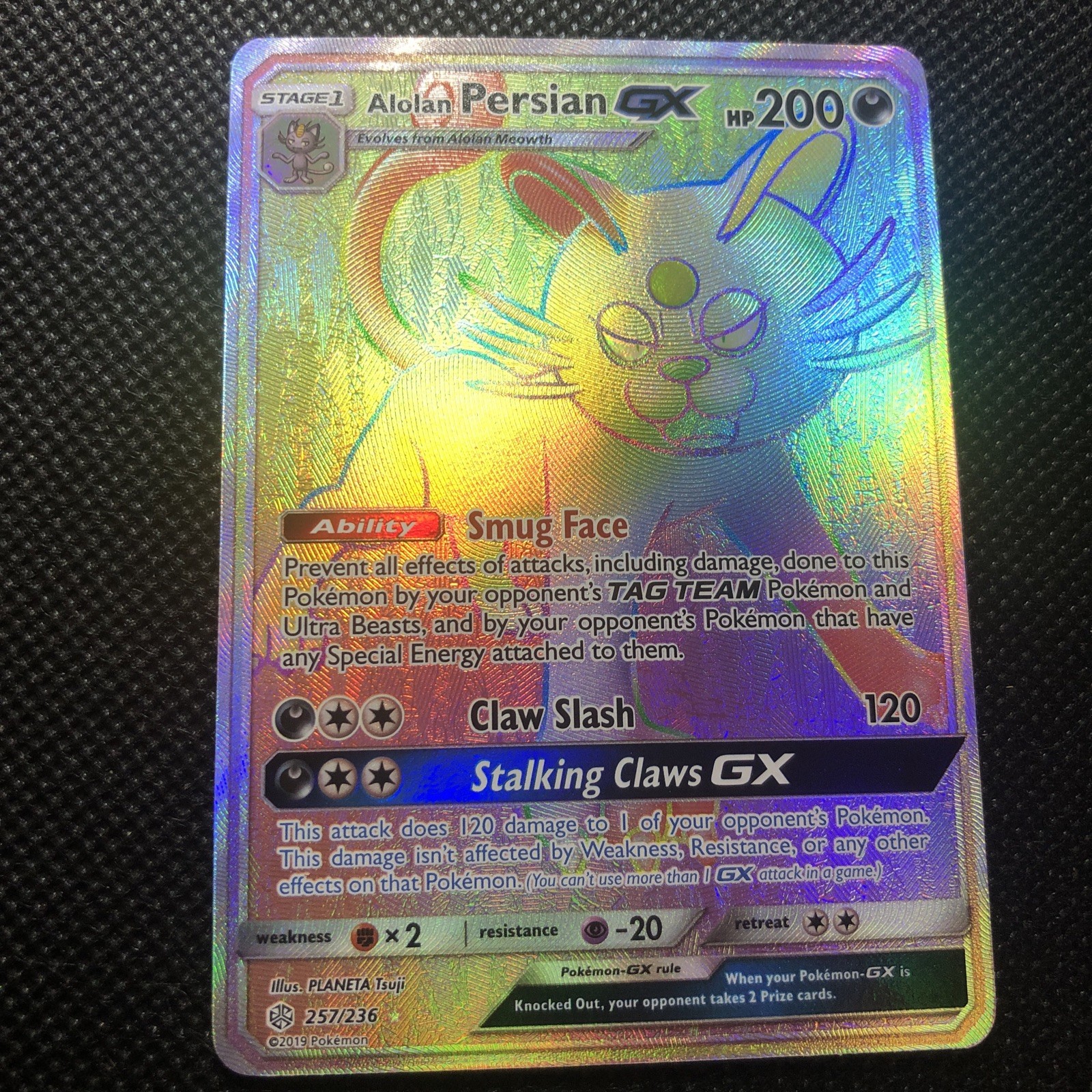Alolan Persian GX - 257/236 - Hyper Rare NM - Mint 