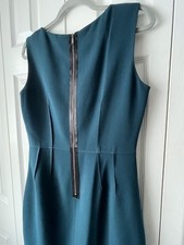 Elie Taha Boss Teal Sheath Dress – Sleeveless Stretch Wool Blend Career Cocktail