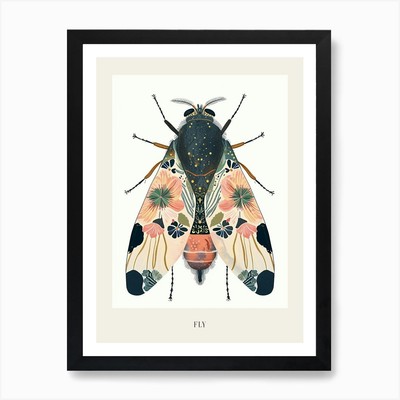 Colourful Insect Illustration Fly 1 Framed Wall Art Poster Canvas Print Picture