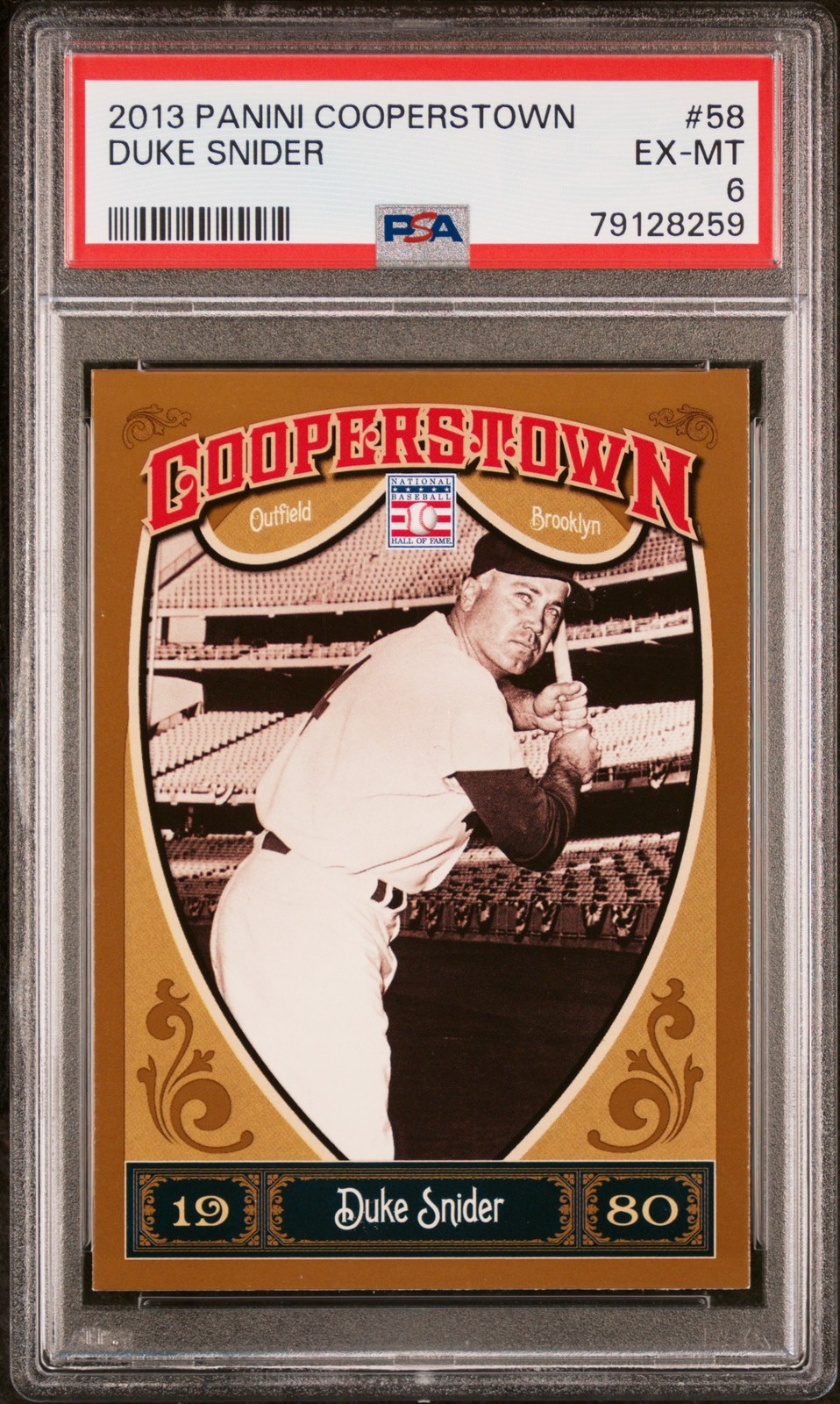 2013 PANINI COOPERSTOWN #58 DUKE SNIDER PSA 6