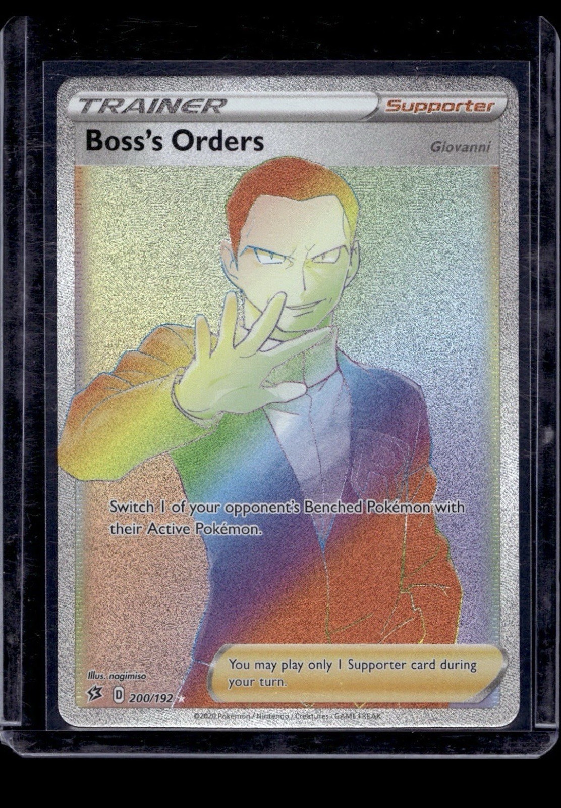 Pokemon Boss's Orders 200/192 Swsh02 Rebel Clash Secret Rare Full Art Holo