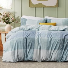 Duvet Cover Queen Size - Gingham Queen 90" x 90" 02 - Blue No Comforter 