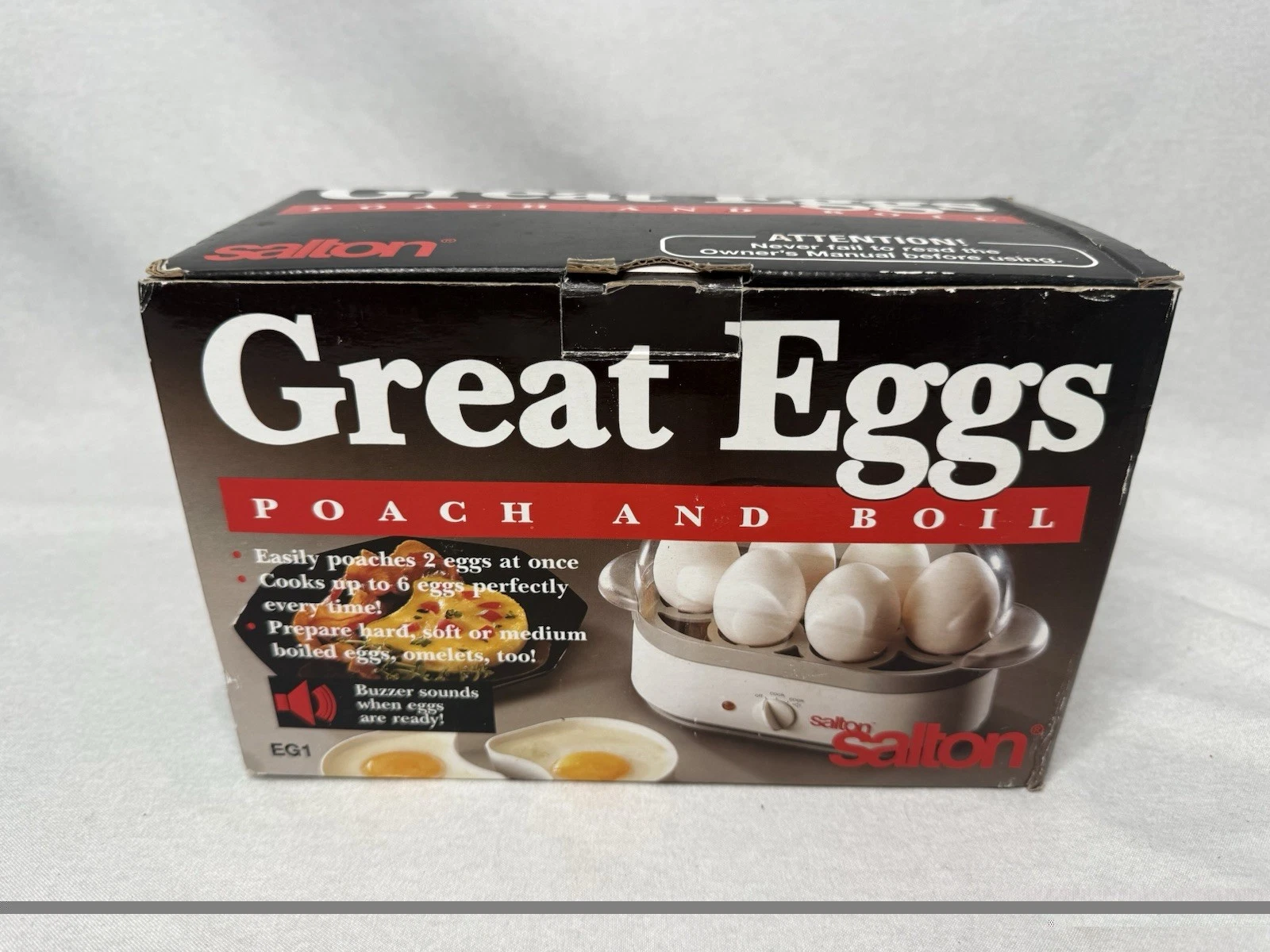 Vintage Salton #EG1 Great Eggs Electric Egg Cooker Poach Boil - New In Box
Opens in a new window or 