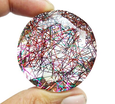 Certified 210.Ct Round Cut Big Size Multicolor  Rutilated Quartz  Loose Gemstone
