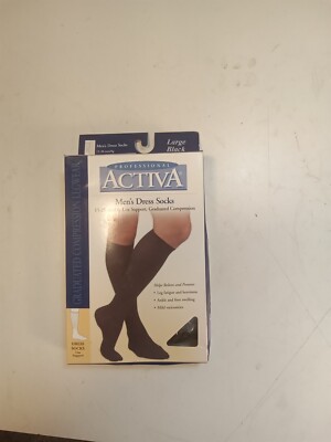 Activa Men's Dress Sock 15-20 mm Hg Lite Support Graduated Compression Black SC1