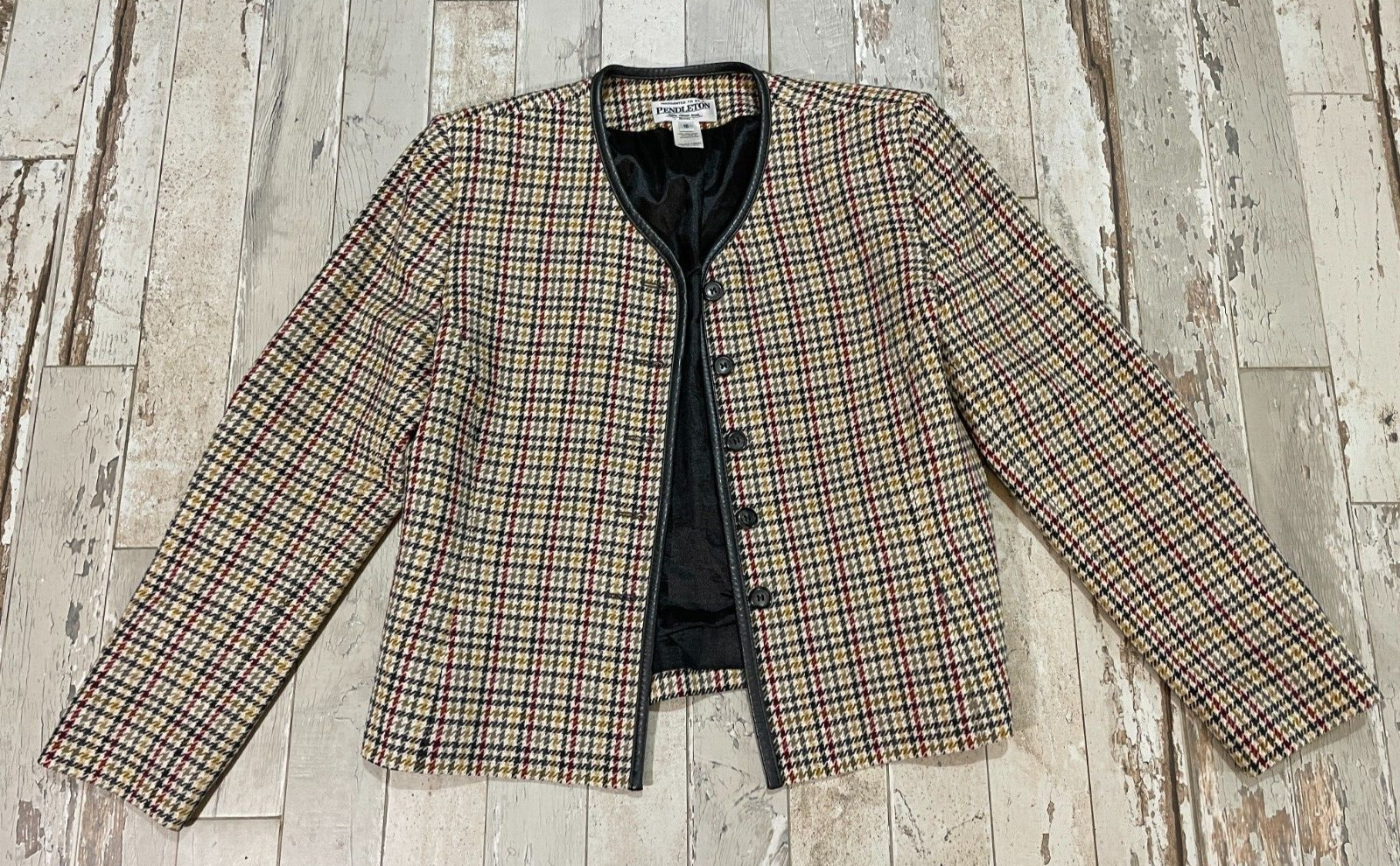 Pendleton Suit Jacket Blazer Houndstooth 100% Vir… - image 9