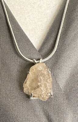 Natürliche ungeschnittene Oregon Sonnenstein 925 Sterlingsilber Halskette 22 Zoll ca. 6 CTs