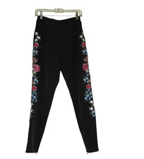Pretty Little Thing Black Pants Floral Embroidery Zipper 8