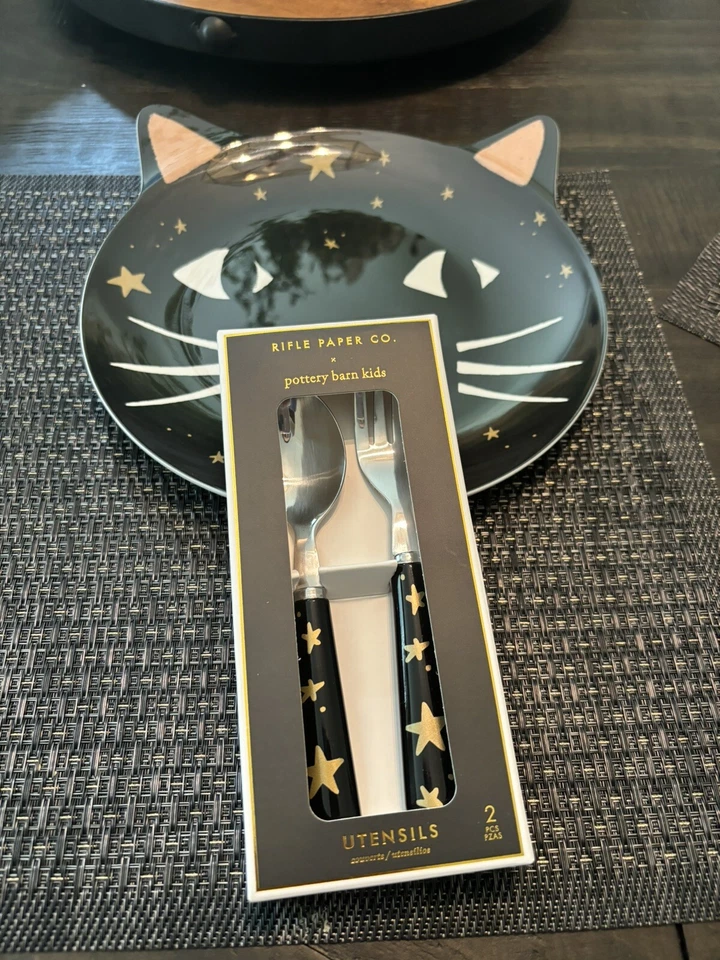 Pottery Barn Halloween Holiday party black cat dinner party kids SET 12 gift - Image 4 of 4