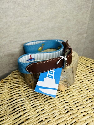 REEL POINT SHELTER ISLAND Oak Hill Country Club Member Belt Turq 32  Nwt Rare!