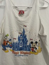 Vintage Disney Mickey And Friends Teen Tank Top Size Large White USA Magic
