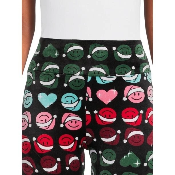 No Boundaries Juniors' Velour Leggings Smiley Faces X-Large (15-17) Super Plush - Image 2 of 4