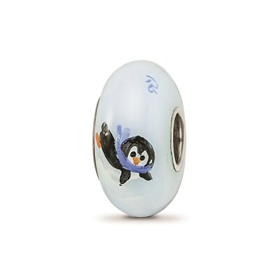 Reflexionsperlen Sterling Silber handbemalt Pinguin Frolic Fenton Glasperle
