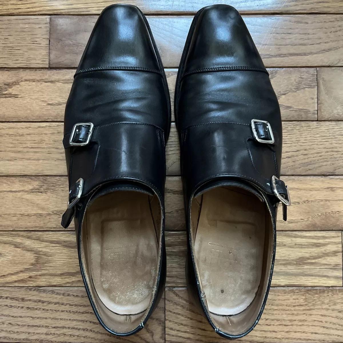 CROCKETT & JONES LOWNDES DOUBLE MONK STRAP Size 7 1/2 E In Black Calf