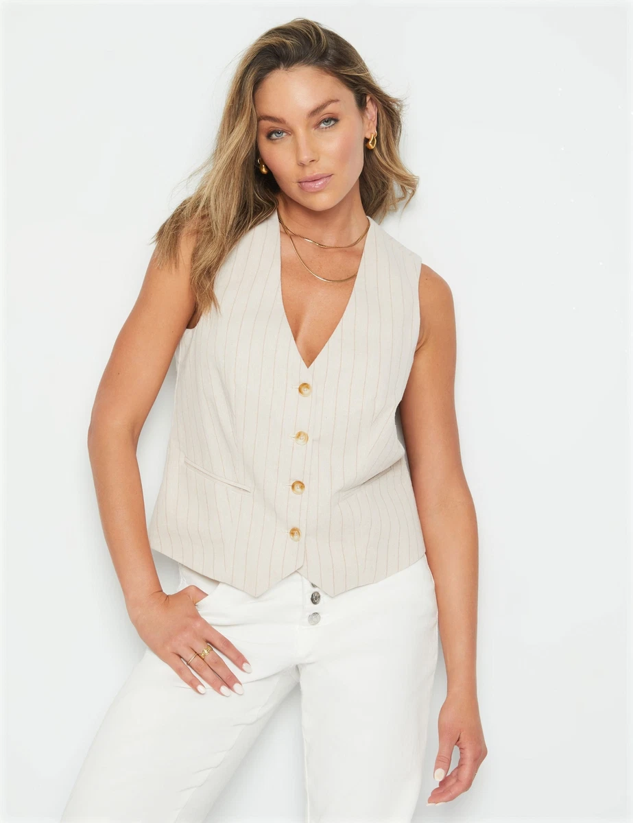 Rockmans Pinstripe Waistcoat Womens Clothing Jackets Vests Vest eBay