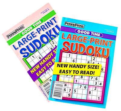NEW Lot of 2 Penny Press Dell Large Print Sudoko Good Time Puzzle Books