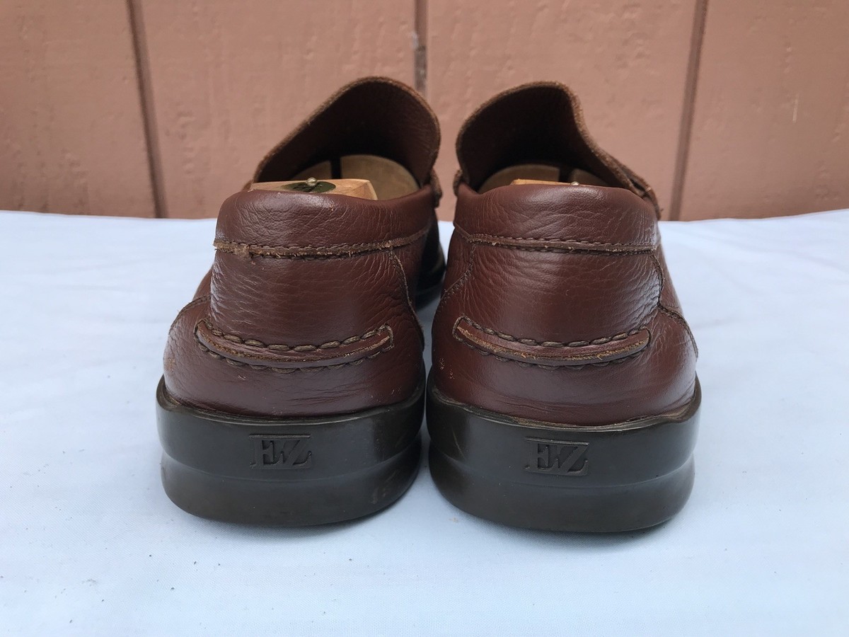 ERMENEGILDO ZEGNA Brown Leather Dress Penny Loafers Shoes  display picture 1